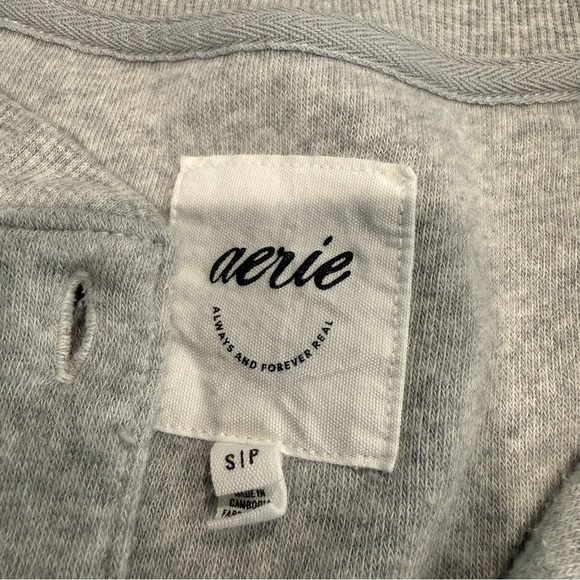 Aerie Sherpa henley sweater gray small oversized - Picture 5 of 6